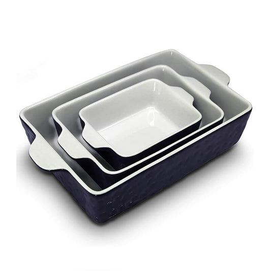 Nonstick Bakeware PFOA PFOS PTFE Tray Set w/Odor-Free Ceramic, 446°F Oven Microwave/Dishwasher Safe Rectangular Baking Pan, Royal Blue