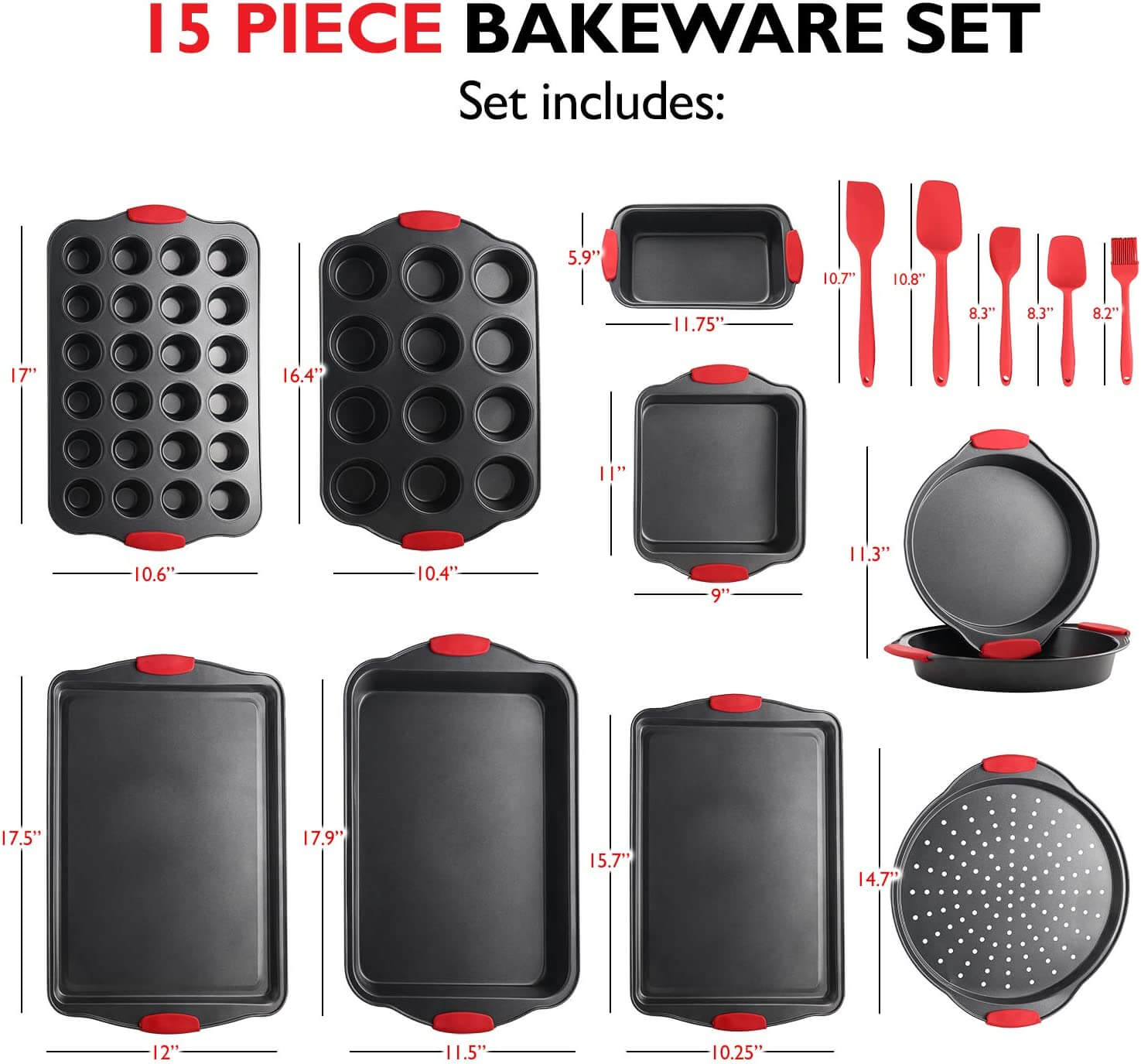 Nonstick Bakeware Sets with Baking Pans Set, 39 Piece Baking Set with Muffin Pan, Cake Pan & Cookie Sheets for Baking Nonstick Set, Steel Baking